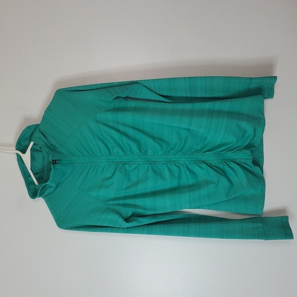 Athleta Crosscurrent UPF 50+ Jacket Size Small Green Ruched Back Pocket - Picture 5 of 13